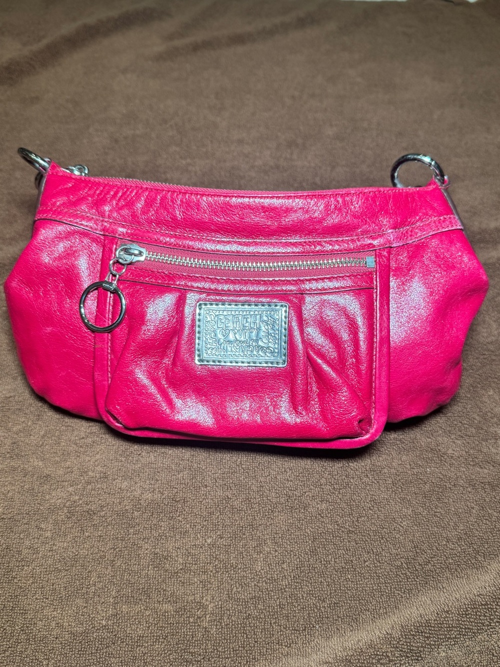 Vintage Coach Hot Pink Leather Shoulder Bag